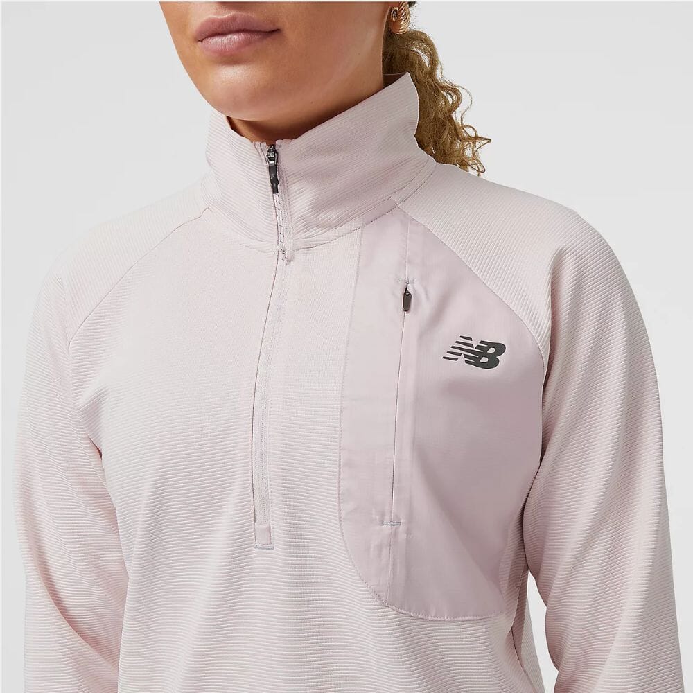 New Balance Women's Q Speed Shift 1/2 Zip Women's Tops - BlackToe Running#colour_stone-pink