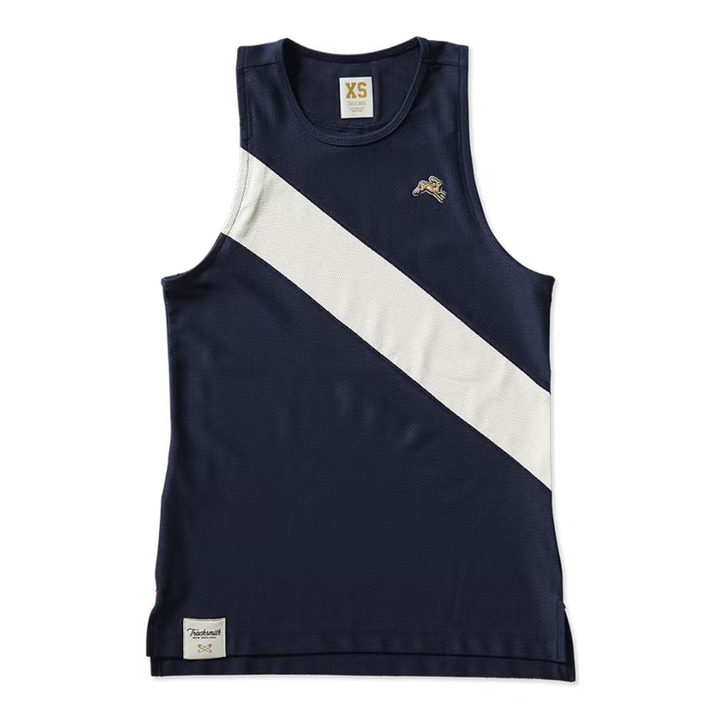 Tracksmith Women's Van Cortlandt Singlet Women's Tops - BlackToe Running#colour_navy-ivory