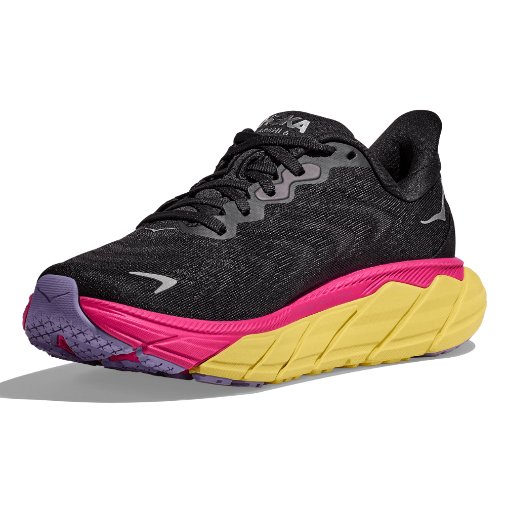 oka One One Women's Arahi 6 - BlackToe Running#colour_black-pink-yarrow