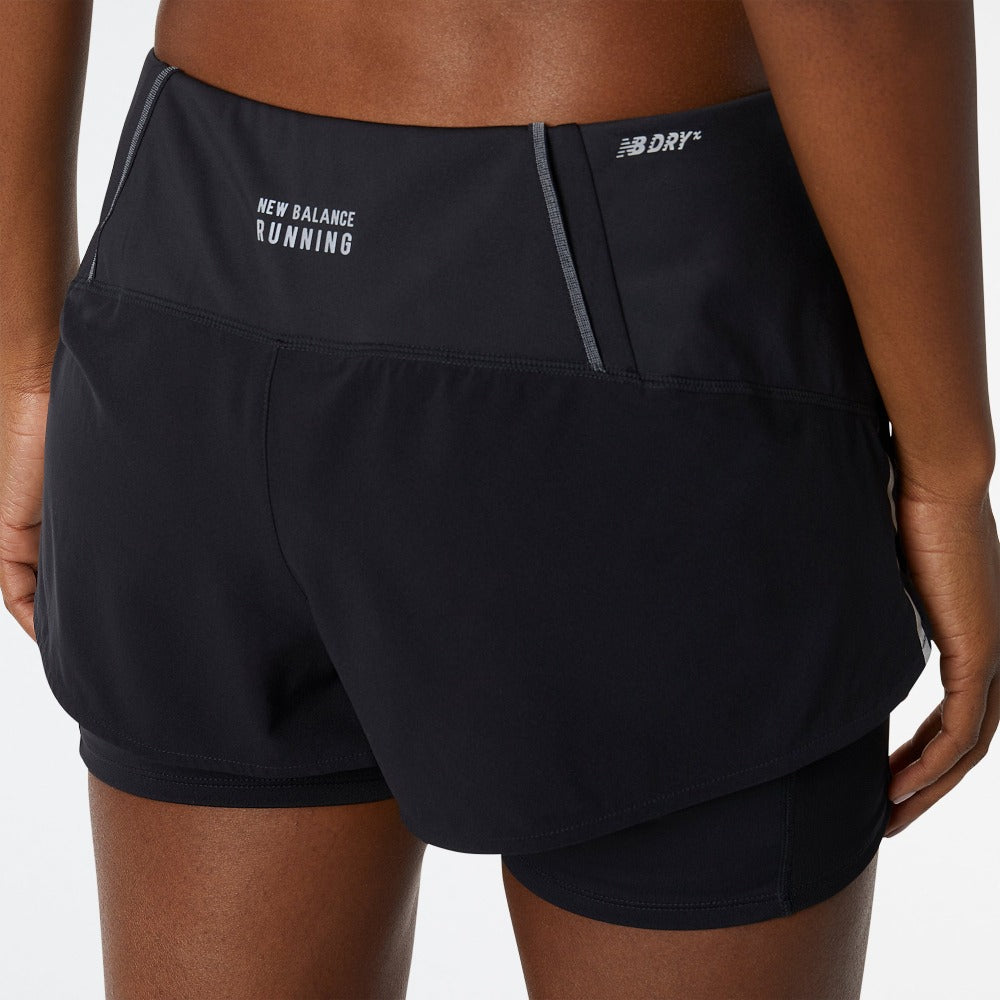 New Balance Women's Impact Run 2 in 1 Shorts Women's Shorts - BlackToe Running -