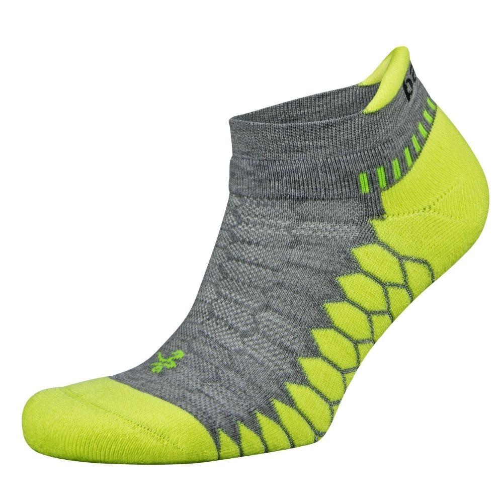 Balega Silver Mid-High Cushion No-Show Tab Socks - BlackToe Running#colour_grey-neon-lime