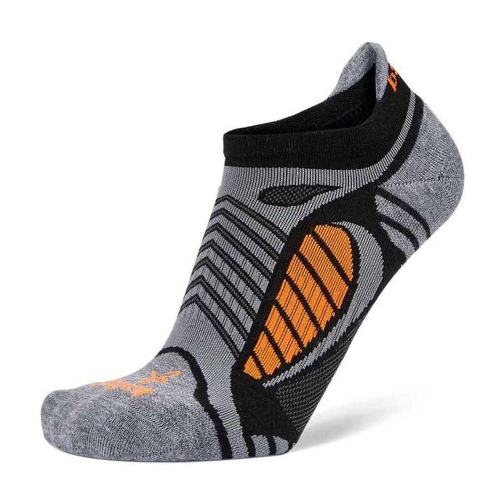 Balega Ultralight Weight Contoured Light Cushion No-Show Tab Socks- BlackToe Running#colour_black-grey-heather