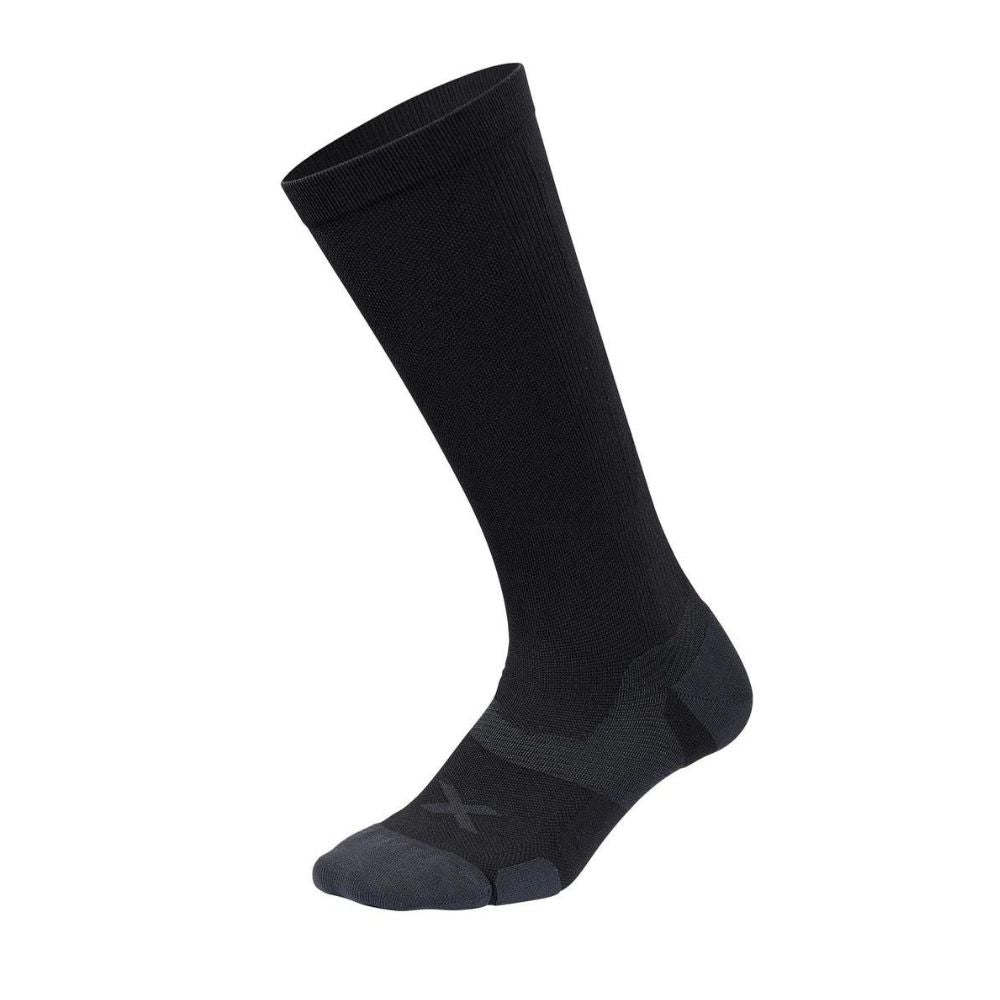 2XU Vector High Cushion Full Length Compression Socks - BlackToe Running#colour_black-titanium