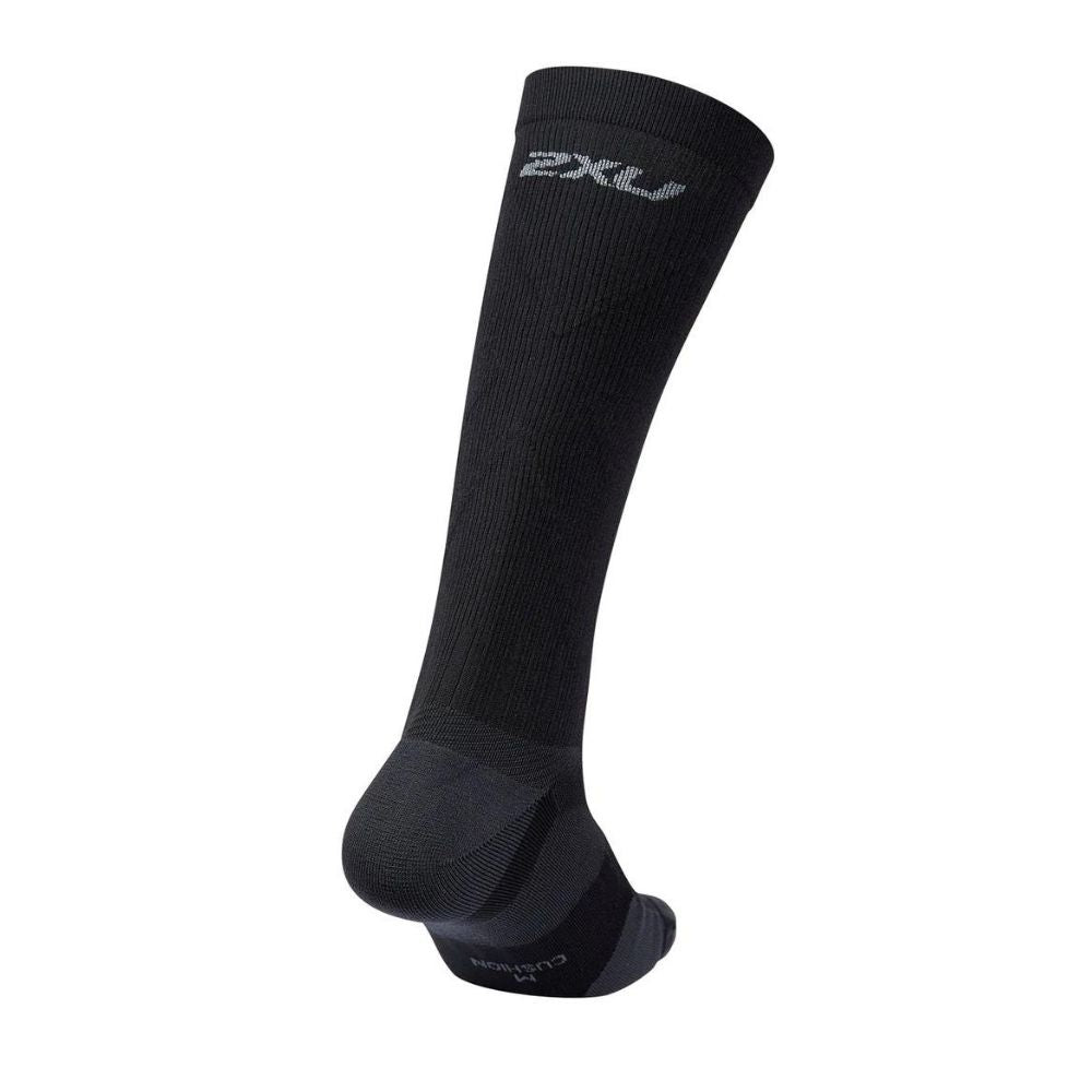 2XU Vector High Cushion Full Length Compression Socks - BlackToe Running#colour_black-titanium