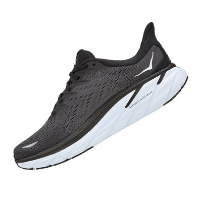 Hoka One One Men's Clifton 8 Men's Shoes - BlackToe Running#colour_black-white