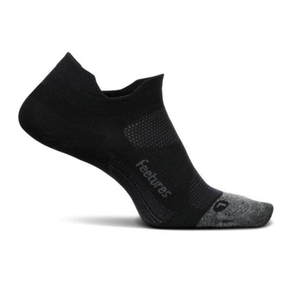 Feetures Elite Ultralight Cushion No-Show Tab Socks - BlackToe Running#colour_black