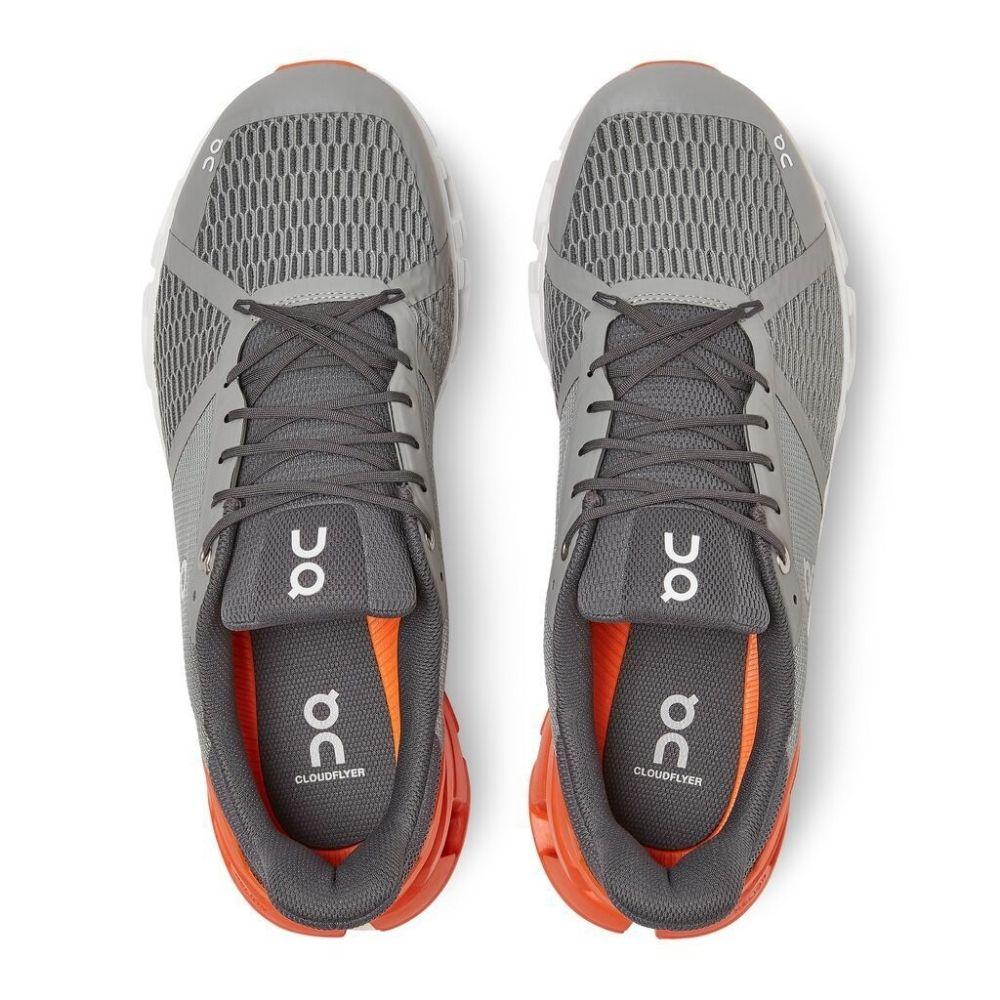 On Running Men's Cloudflyer - BlackToe Running#colour_grey-orange