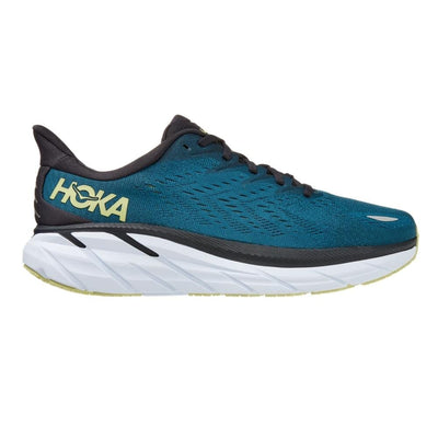 Hoka One One Men's Clifton 8 Men's Shoes - BlackToe Running#colour_blue-coral-butterfly