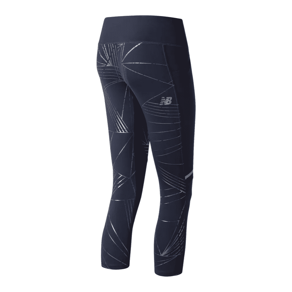 New Balance Women's Printed Impact Capri Women's Tights - BlackToe Running -#colour_pigment-print-navy