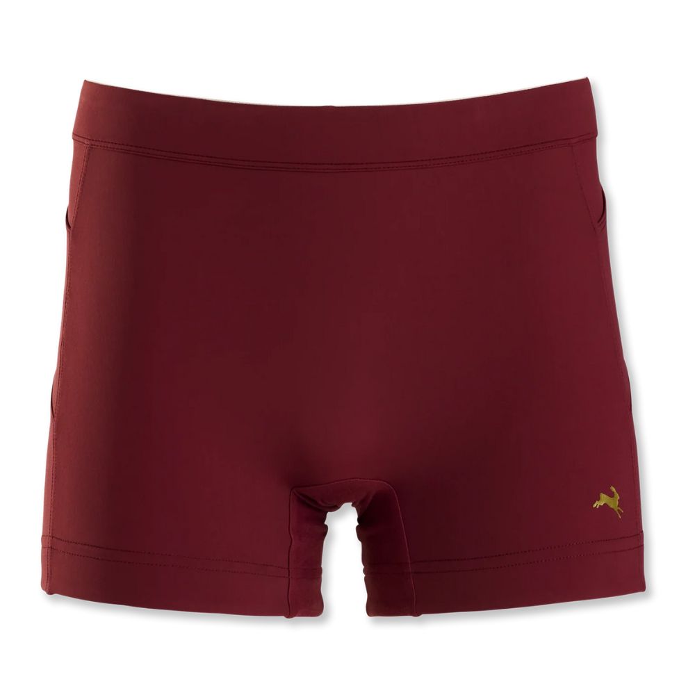 Tracksmith Women's Lane Five Short Tights - BlackToe Running#colour_berry