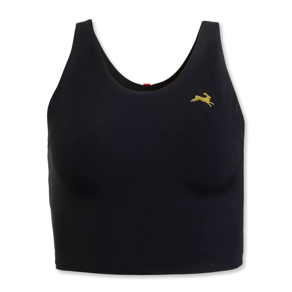 Tracksmith Women's Lane Five Crop Top Women's Tops - BlackToe Running#colour_black