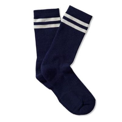 Tracksmith Merino Tube Sock - BlackToe Running#colour_navy-ivory