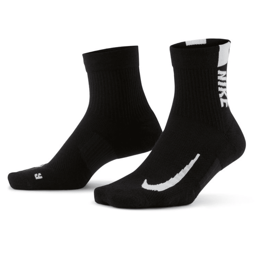 Nike Multiplier Light Cushion Ankle Quarter Socks - BlackToe Running