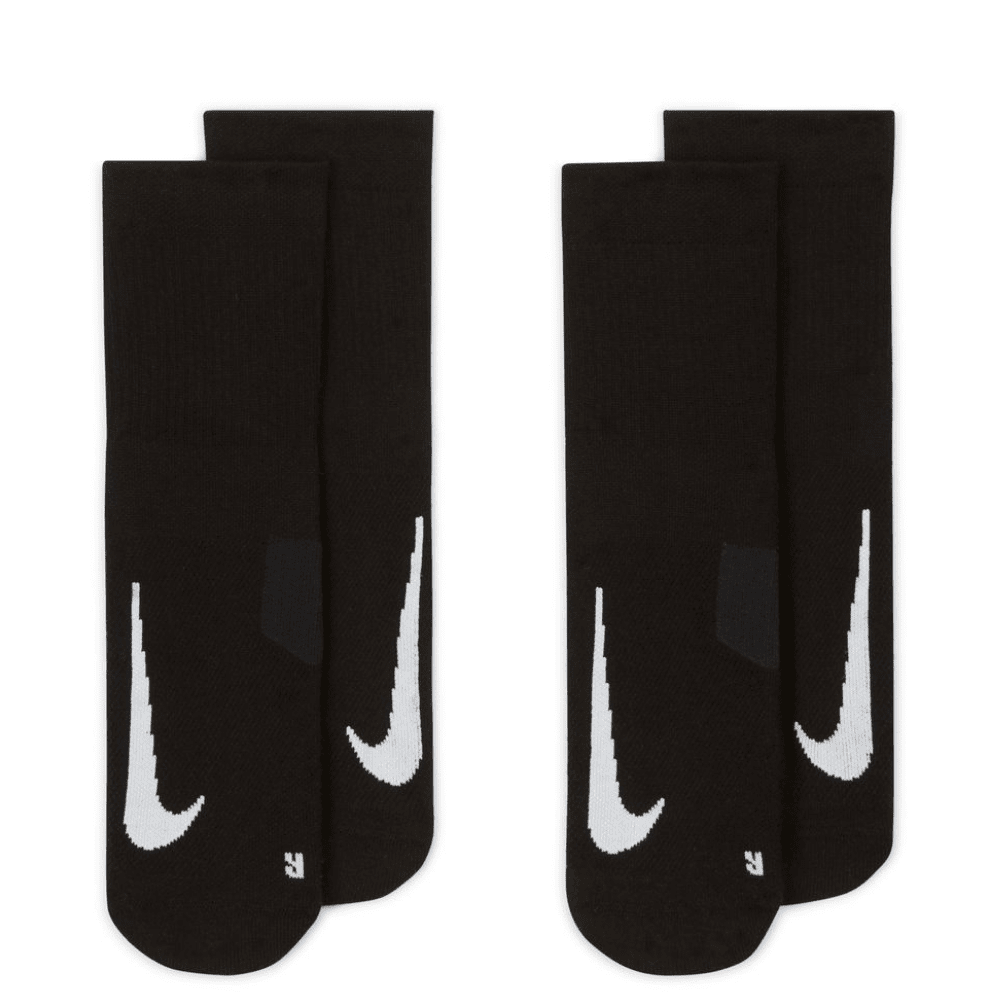 Nike Multiplier Light Cushion Ankle Quarter Socks - BlackToe Running#colour_black-white