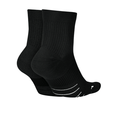 Nike Multiplier Light Cushion Ankle Quarter Socks - BlackToe Running#colour_black-white