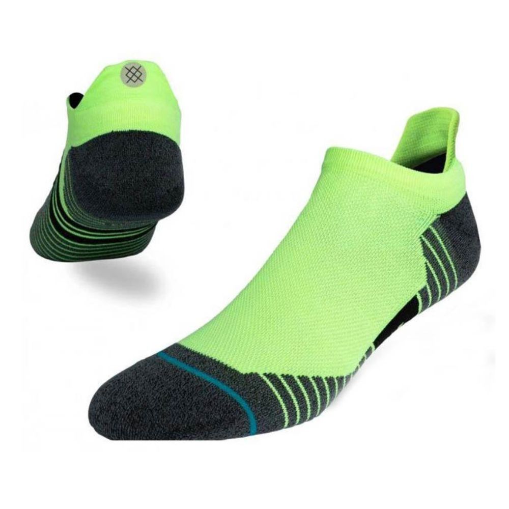 Stance Ultra Ultralight Cushion Tab Socks - BlackToe Running#colour_neon-green