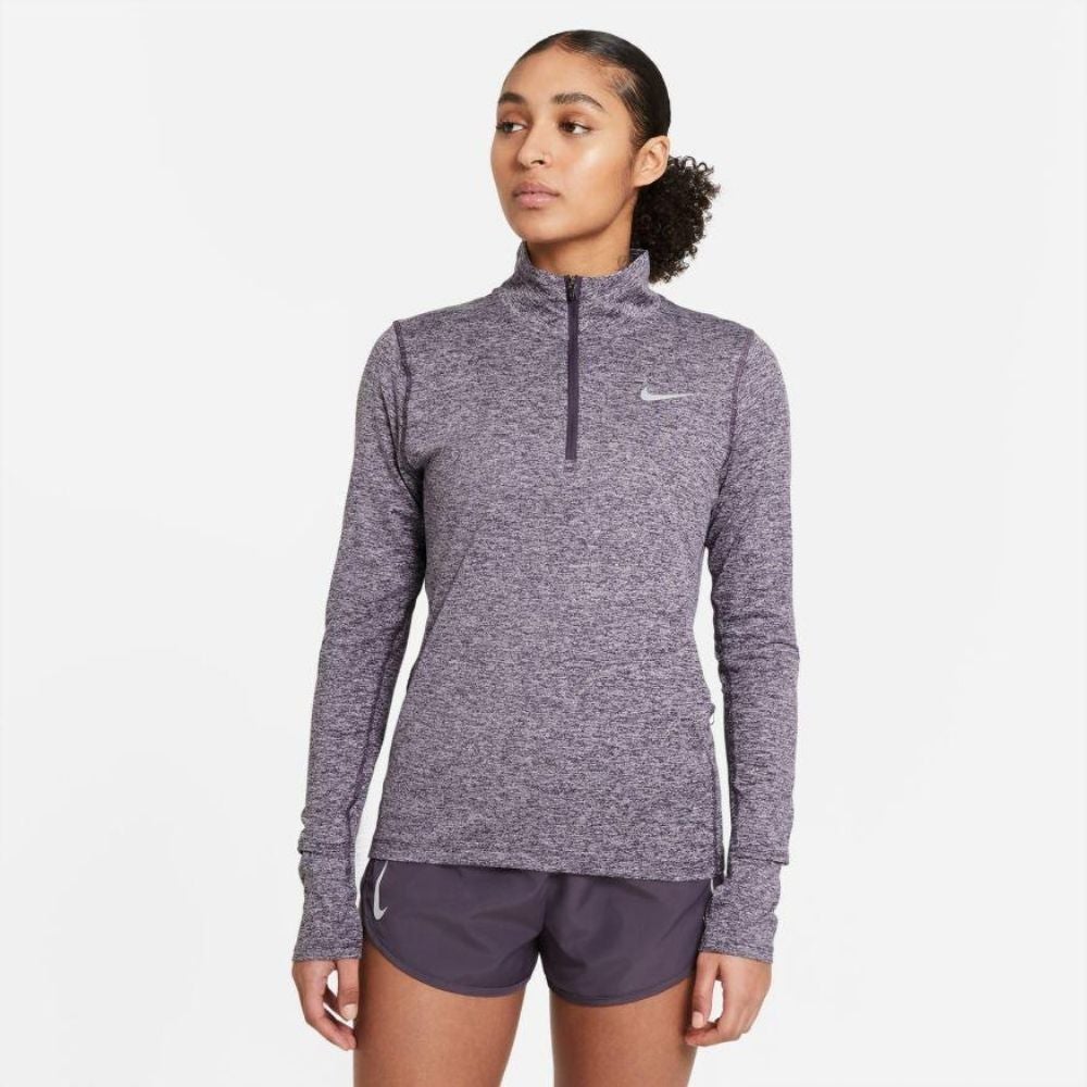 Nike Women's Element 1/2-Zip Running Top -BlackToe Running#colour_dark-raisin