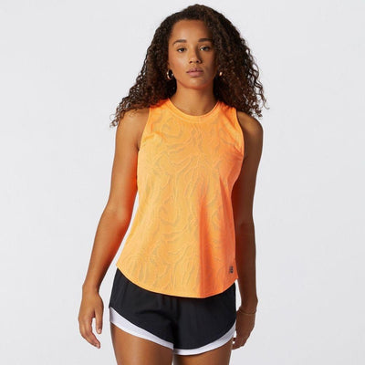 New Balance Women's Q Speed Jacquard Tank - BlackToe Running#colour_citrus-punch