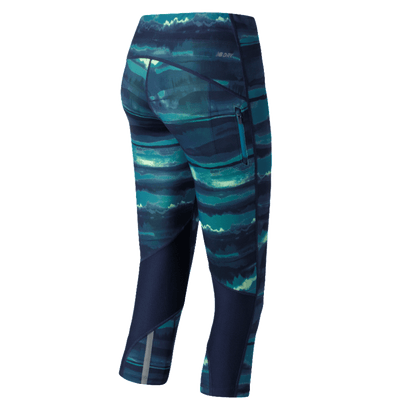 New Balance Women's Impact Print Capri Women's Tights - BlackToe Running -#colour_dark-blue-teal