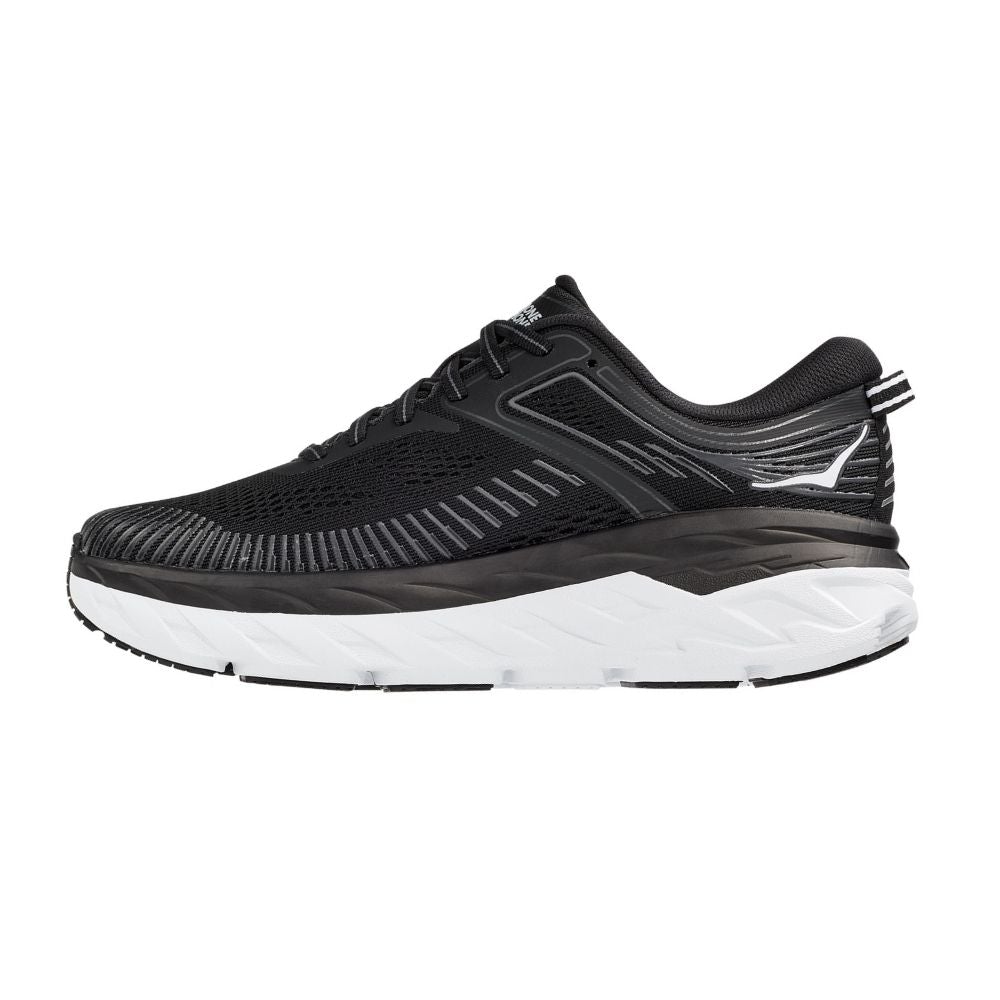 Hoka One One Women's Bondi 7 - WIDE Women's Shoes - BlackToe Running#colour_black-white