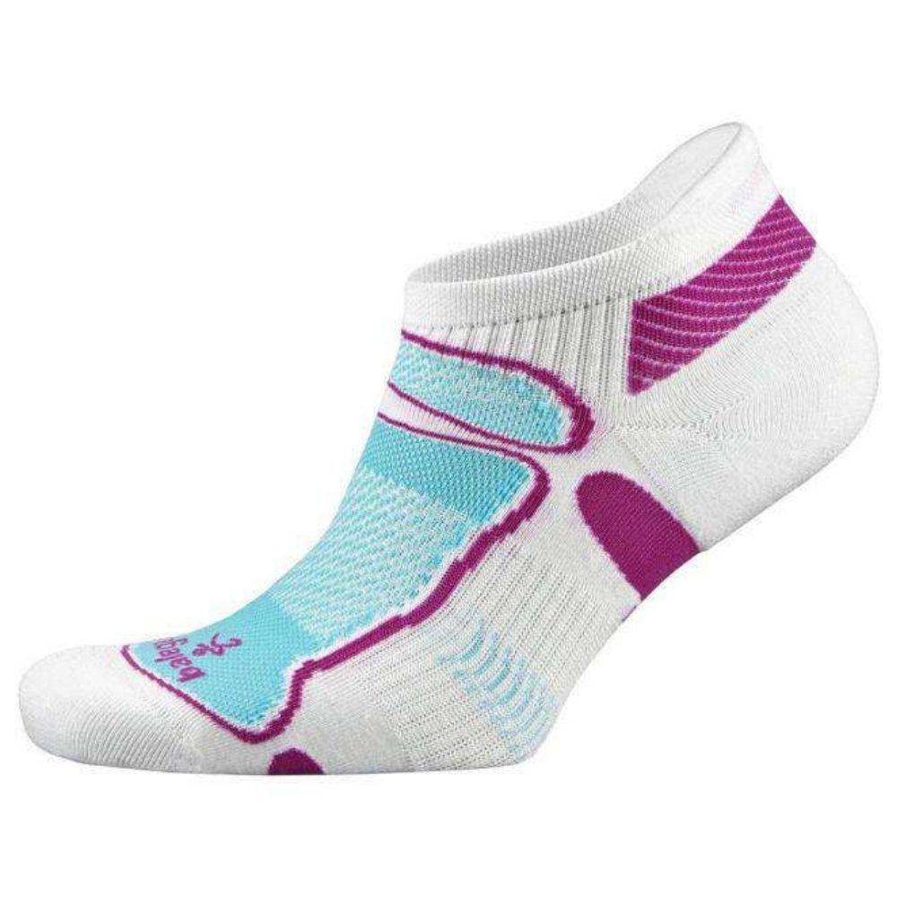 Balega Ultralight Weight Contoured Light Cushion No-Show Tab Socks - BlackToe Running#colour_white-berry-aqua