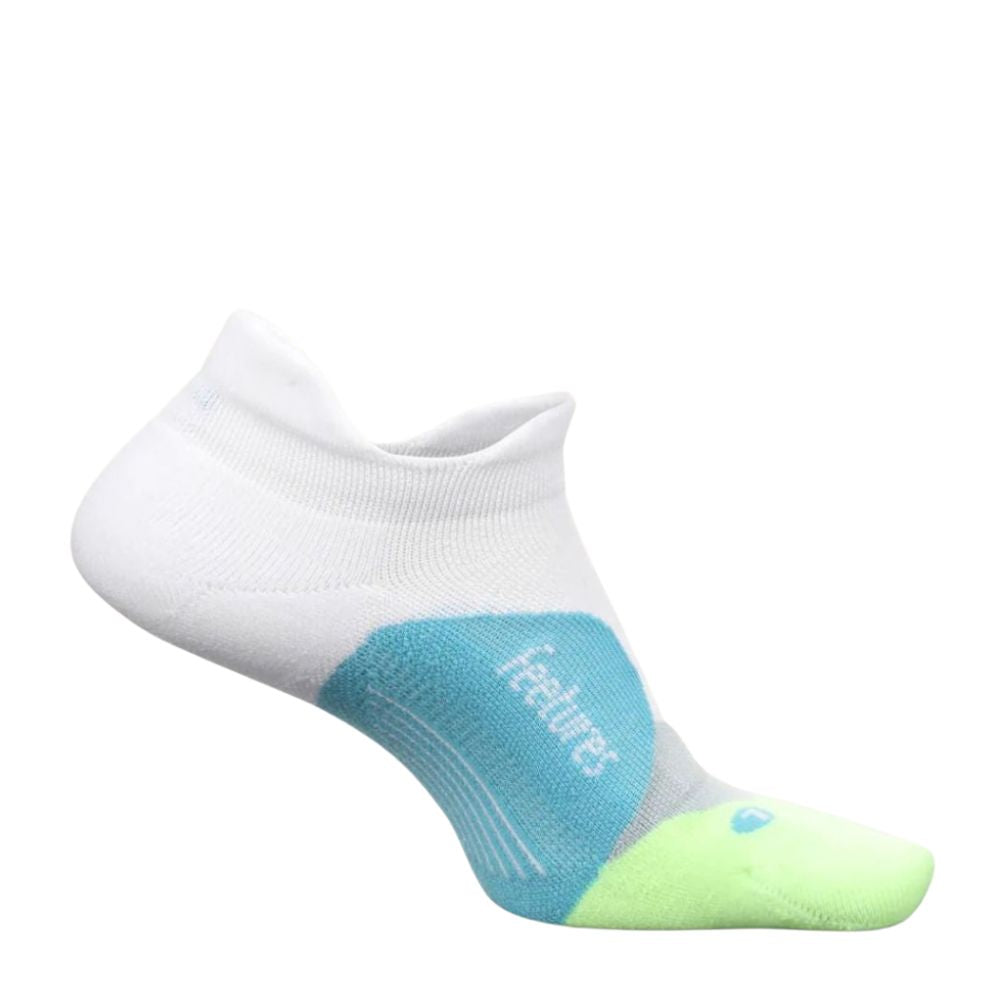 Feetures Elite Ultralight Cushion No-Show Tab Socks - BlackToe Running#colour_white-lime