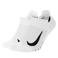 Nike Multiplier Light Cushion No-Show Tab Socks - BlackToe Running#colour_white-with-black-swoosh